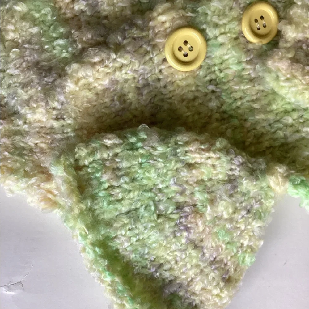 Baby Cocoon One Piece Hand Crafted Yellow Green Swaddler Cozy Knit